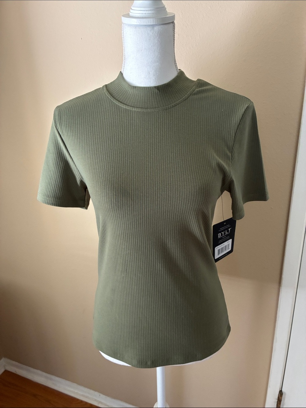 New BYLT Premium Basics top ribbed mock neck pullover